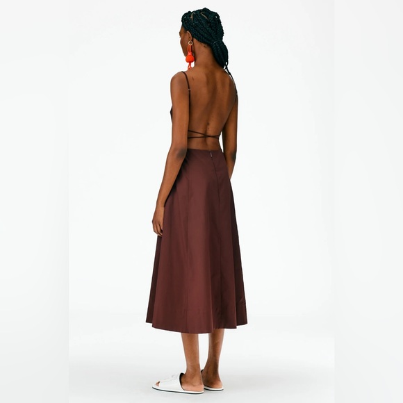 Nwt Tibi Eco Poplin Strappy Dress cotton brown size 2 - Picture 1 of 6